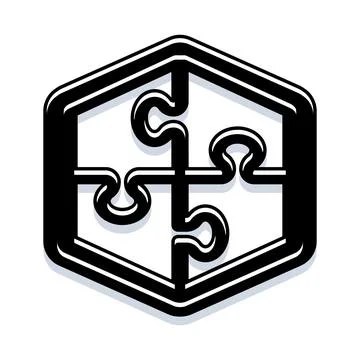 Hexagon puzzle pieces integrating solution creativity concept Illustration