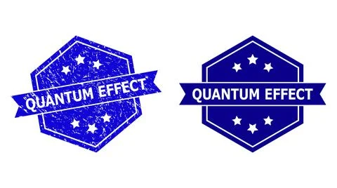 Hexagon QUANTUM EFFECT Stamp with Unclean Surface and Clean Version Stock Illustration