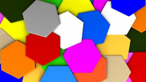 Hexagon random color 3d rendering Stock Illustration