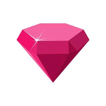 Hexagon red gemstone. Ruby side view. Vector illustration Illustrazione stock