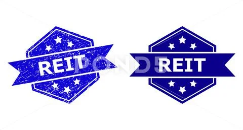Hexagon REIT Stamp with Corroded Surface and Clean Version: Graphic ...