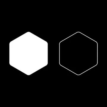 Hexagon with rounded corners icon set white color vector illustration flat st Stock Illustration