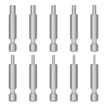 Hexagon screwdriver bit set Stock Illustration