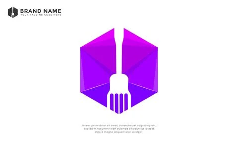 Hexagon screwdriver logo Stock Illustration