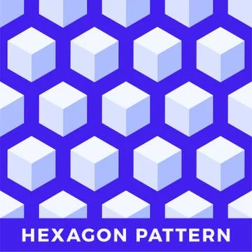 Hexagon seamless, abstract cube vector pattern. Blue color tone design, geome Illustrazione stock