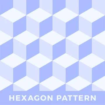 Hexagon seamless, abstract cube vector pattern. Blue color tone design, geome Stock Illustration