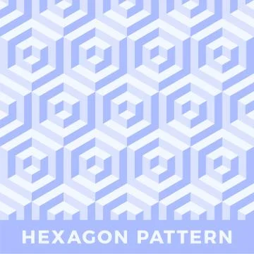 Hexagon seamless, abstract cube vector pattern. Blue color tone design, geome Illustrazione stock