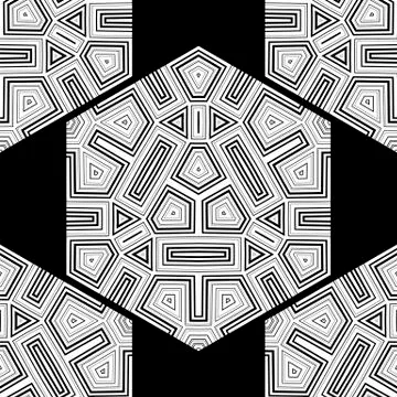 Hexagon Seamless Pattern on Black Background Stock Illustration