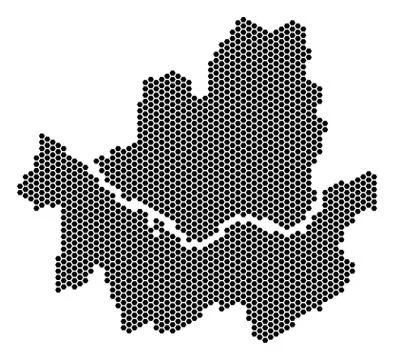 Hexagon Seoul City Map Stock Illustration