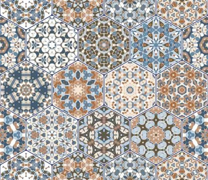 Hexagon set template Stock Illustration