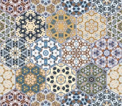 Hexagon set template 스톡 일러스트