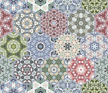 Hexagon set template Stock Illustration