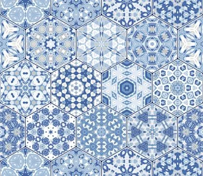 Hexagon set template Stock Illustration