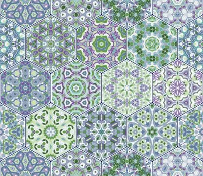 Hexagon set template Stock Illustration