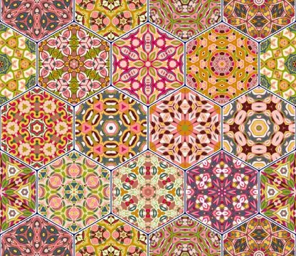 Hexagon set template Stock Illustration