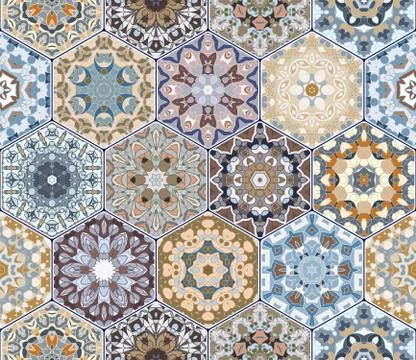 Hexagon set template Stock Illustration