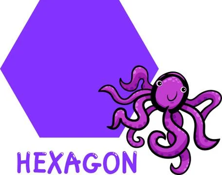 Hexagon shape with cartoon octopus Illustrazione stock