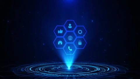Hexagon shape connection wave flowing, Cyber technology pattern for technology Stock Footage 312189335