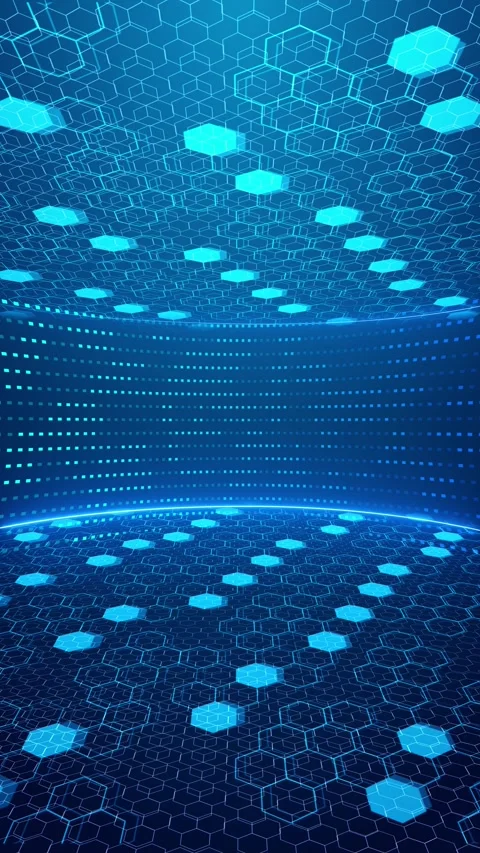Hexagon shape connection wave flowing, Cyber technology pattern for technology Stock Footage 313757081