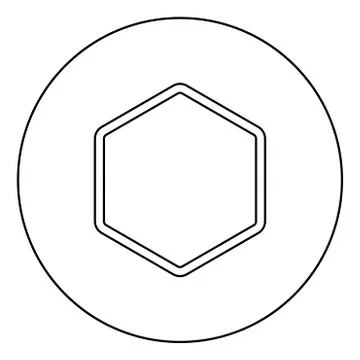 Hexagon shape element icon in circle round outline black color vector illustr Stock Illustration