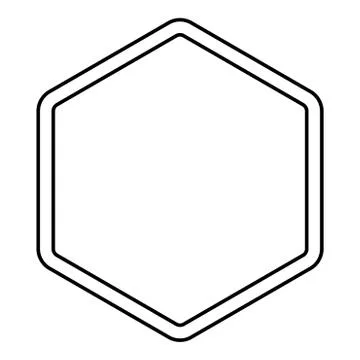 Hexagon shape element icon outline black color vector illustration flat style Stock Illustration