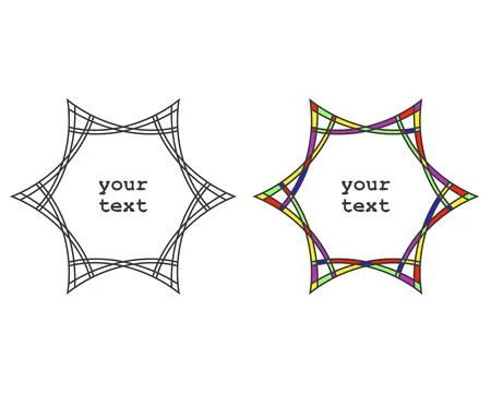 Hexagon shape Frames set, festive ethnic boho style design. Creative colored Stock Illustration