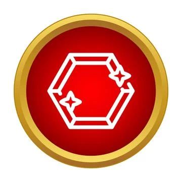Hexagon shape gem icon shining on red background Stockillustratie