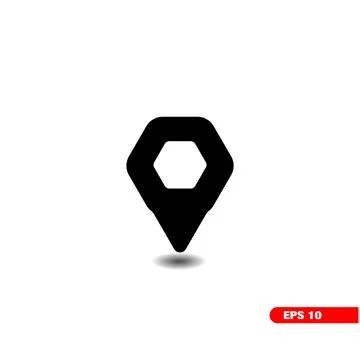 Hexagon Shape Location Icon vector. Stock Illustration