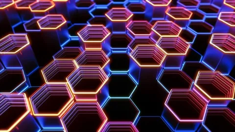 Hexagon shape modern technology background, camera moves horizontally. Stock Footage 74867185