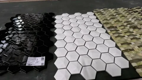 Hexagon Shape Mosaic Tiles for Wall Accent Stock Footage 236591791