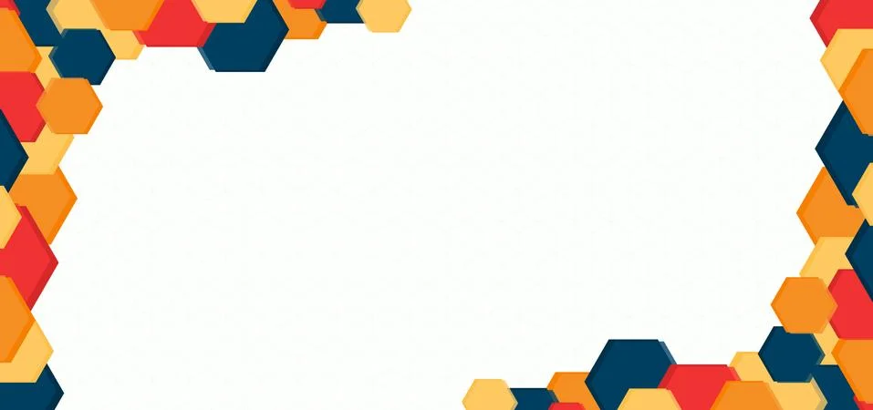 Hexagon shape overlap layer colorful corner position with space for content Stock Illustration