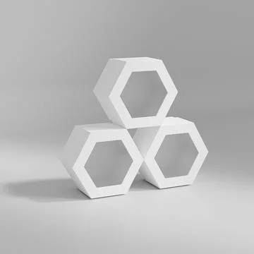 Hexagon shape paper box mockup, luxury gift box with window display Stock Illustration