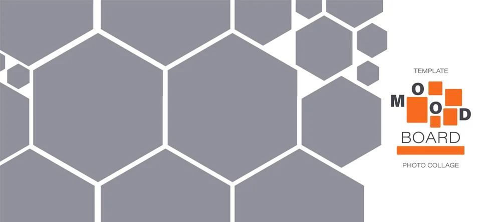 Hexagon shape photo frame grid template set. Vector layout collection with Stock Illustration