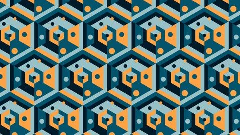 Hexagon shape with solid multi-color seamless repeat patterns Stock Illustration