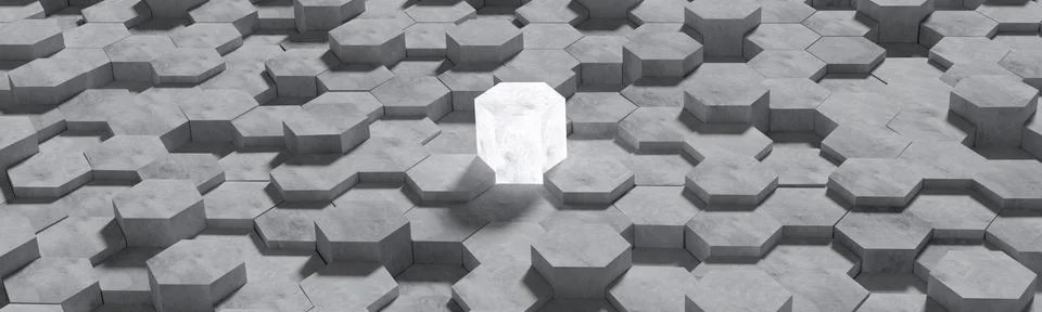 Hexagon shaped concrete blocks wall background. Artwork for comparison of vic Stock Illustration
