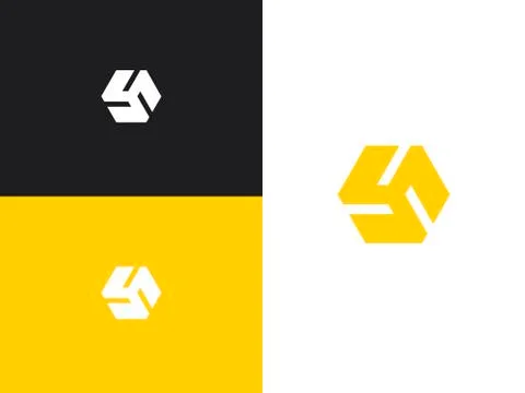 Hexagon shaped logo design element. Vector illustration Stock Illustration