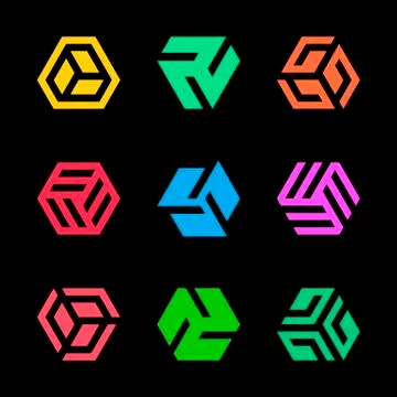 Hexagon shaped logo design elements. Vector illustration Illustrazione stock