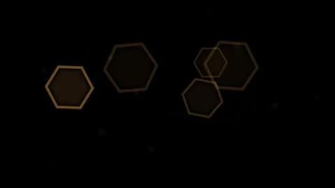 Hexagon shapes float in dark space with subtle light Stock Footage 339079389
