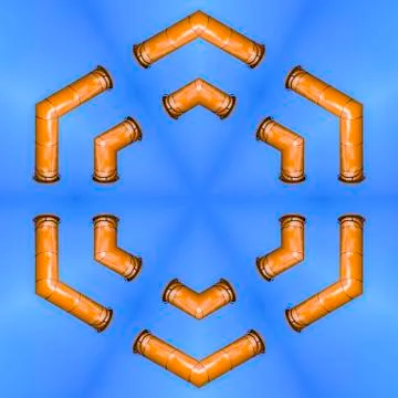 Hexagon shapes in a metallic angular spaced design Stockfoto's