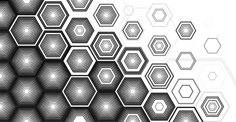 Hexagon shapes texture background bw vector illustration pattern Stock Illustration