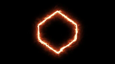 Hexagon solar wave flame line loop, neon light, abstract modern Stock Footage 245068368