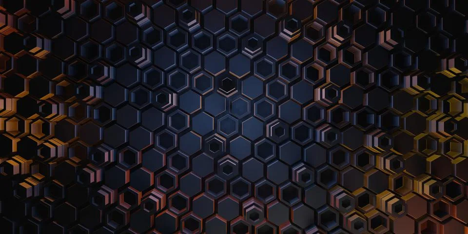 Hexagon Square Background Technology Scene Abstract Background 3D Illustratio Stock Illustration