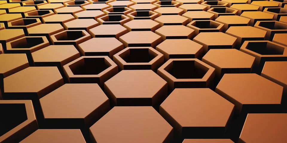 Hexagon Square Background Technology Scene Abstract Background 3D Illustrat.. Illustrazione stock