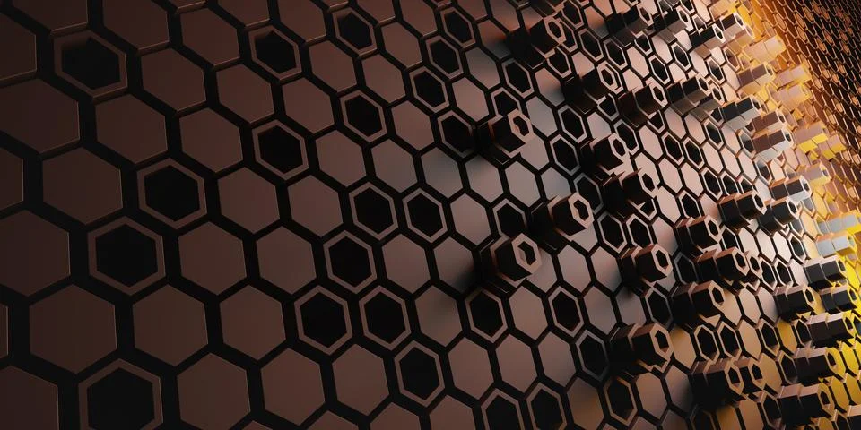 Hexagon Square Background Technology Scene Abstract Background 3D Illustrat.. Stock Illustration