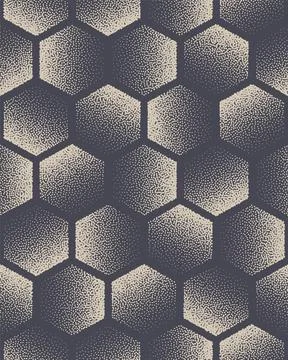 Hexagon Stippled Seamless Pattern Technology Vector Abstract Background Stock Illustration