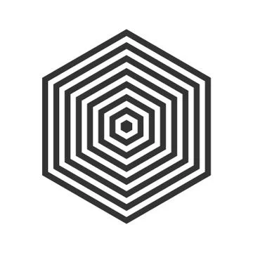 Hexagon stripe cube tile vector geometric logo Illustrazione stock