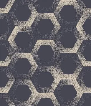 Hexagon Stroke Stippled Seamless Pattern Technology Vector Abstract Background Illustrazione stock