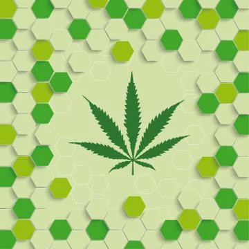 Hexagon Structure Hemp Leaf Stock Illustration