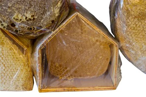 Hexagon structure of  honeycomb from bee hive Foto stock