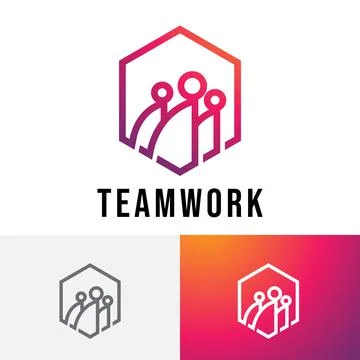Hexagon Team Work Teamwork Leader Office Group Logo Stock Illustration